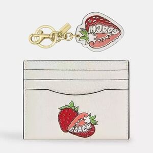 *NWT COACH Strawberry Slim ID Card Case & Strawberry Bag Charm Set